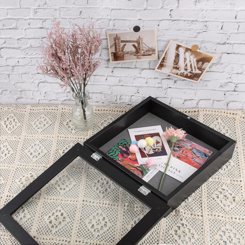 Frametory, 11x11 Shadow Box Frame - Front Opening - 2 inch Depth Display Box for Wall and Tabletop Display- Memory Box, 6 Pins Included (11x11, Black) - Image 4